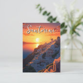 Sunset Uitzicht Santorini Griekenland Cycladen Rei Briefkaart (Staand voorkant)