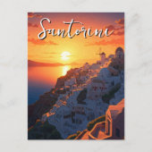 Sunset Uitzicht Santorini Griekenland Cycladen Rei Briefkaart (Voorkant)