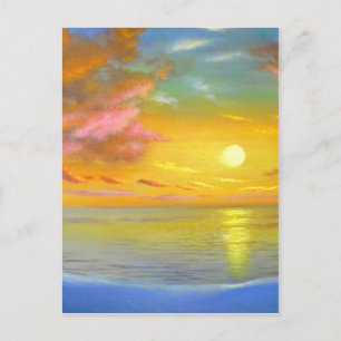 Sunset Uitzicht Seascape Landscape Painting - Mult Briefkaart