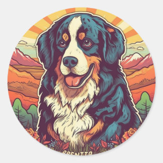 Sunset Valley Bernese Mountain Dog Ronde Sticker
