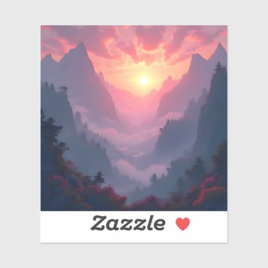 Sunset Valley - Square Vinyl  Sticker (Vel)