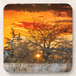 Sunset Vermont Winter Harde Plastic Onderzetter