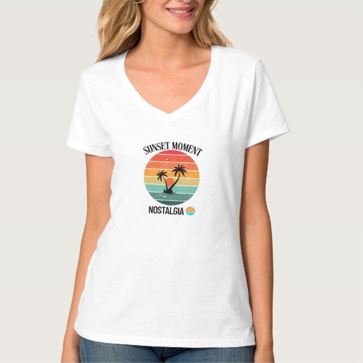 Sunset Vibes met Palm Island Charm T-shirt (Voorkant)
