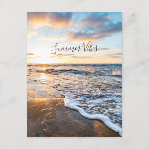 Sunset Vibes Zen Beach Sunset Ocean Waves Briefkaa Briefkaart