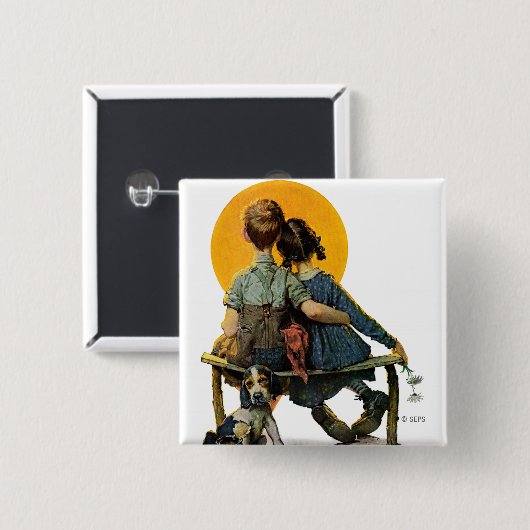 Sunset Vierkante Button 5,1 Cm (Voorkant /achterkant)