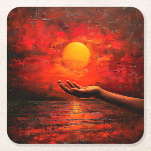 Sunset Vierkante Kartonnen Onderzetter