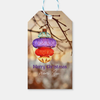 Sunset Vintage Christmas Ornament Gift Labels Cadeaulabel