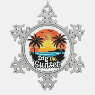 "Sunset volleybal" – Volleybal ontwerp voor speler Tin Sneeuwvlok Ornament