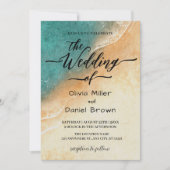 Sunset Waterverf Shoreline Tropical Beach Wedding Kaart (Voorkant)