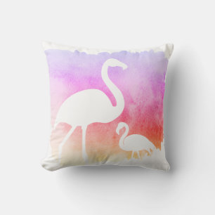 Sunset Waterverf White Flamingos Kussen