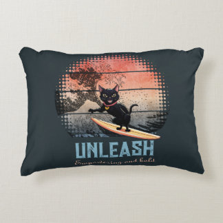 Sunset Wave-Riding Cat Accent Kussen