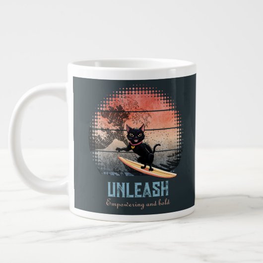 Sunset Wave-Riding Cat Extra Grote Beker (Links)