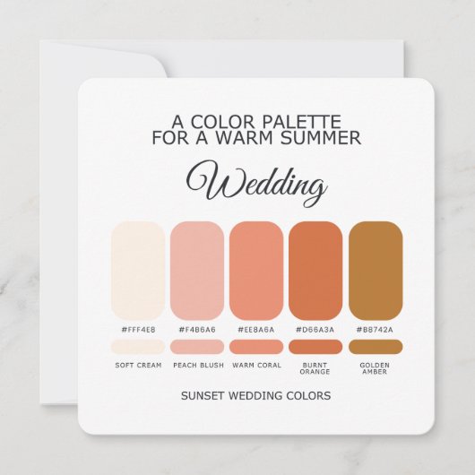Sunset Wedding Color Palette Card Kaart (Voorkant)