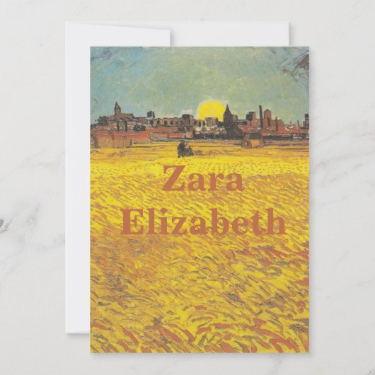 Sunset Wheat Fields Afstuderen Invitation Kaart (Achterkant)