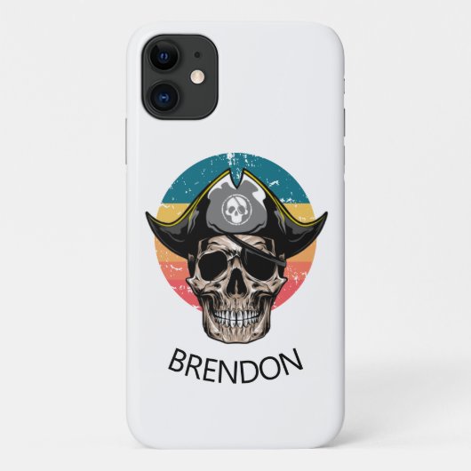 Sunset White Pirate Skull Hoesje-Mate iPhone Case (Achterkant)
