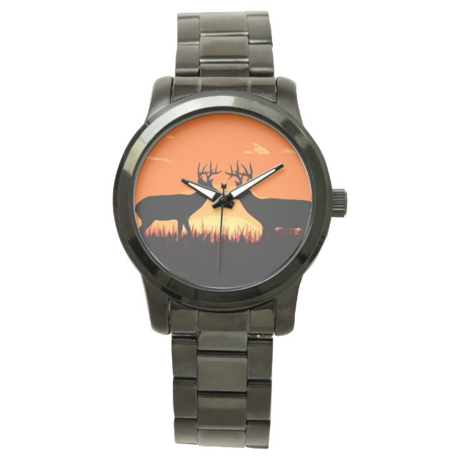 Sunset Whitetail Deer Watch Horloge (Voorkant)