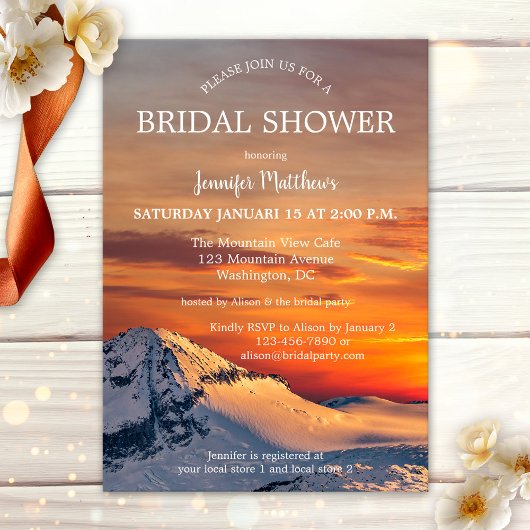 Sunset Winter Wonderland Invitation de la douche n