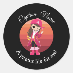 Sunset YOUNG Girl Party Pirate Classic Round Sti Ronde Sticker
