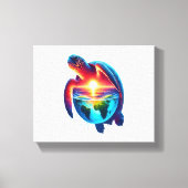 Sunset Zee Turtle Canvas Afdruk (Voorkant)