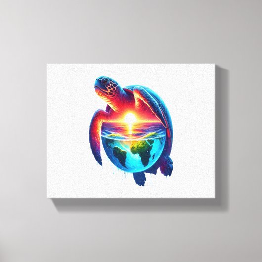 Sunset Zee Turtle Canvas Afdruk (Voorkant)