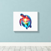 Sunset Zee Turtle Canvas Afdruk (Insitu (Houten vloer))