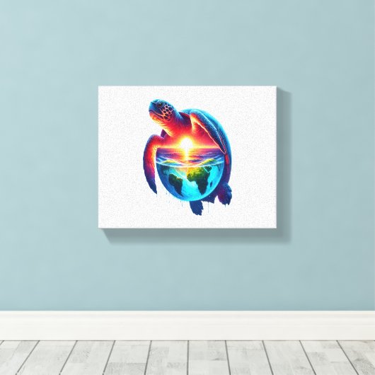 Sunset Zee Turtle Canvas Afdruk (Insitu (Houten vloer))