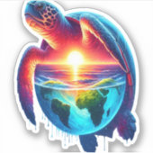 Sunset Zee Turtle Sticker (Voorkant)