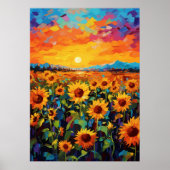 Sunset Zonnebloem Field Wall Art Poster (Voorkant)
