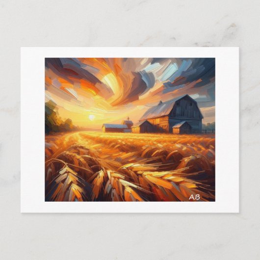 Sunsetting Over The Wheat Fields,  Briefkaart (Voorkant)