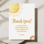Sunshine 1er Carte de remerciements d'anniversaire<br><div class="desc">Célébrez la chaleur et la joie que votre petit a apporté dans votre vie avec cette "Voici l'Invitation du Merci Sunshine Sun Boho". Admirez les vibes bohèmes et le charme rétro en vous express votre gratitude. Le design inspiré du soleil et les couleurs vibrantes apportent un sens du bonheur et...</div>