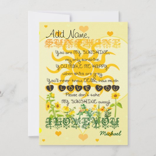 Sunshine à l'ancienne Faire-part de mariage (Dos)