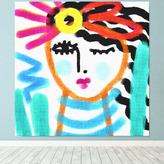 Sunshine Abstract digitaal portret van een vrouw Canvas Afdruk (Insitu (Houten vloer))