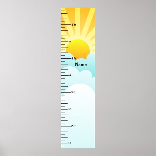 Sunshine and Clouds Growth Chart Add Child's Name Poster (Voorkant)