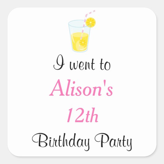 Sunshine and Lemonade Birthday Vierkante Sticker (Voorkant)