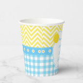 Sunshine and Lemonade Blue and Yellow Baby shower Papieren Bekers (Rechts)