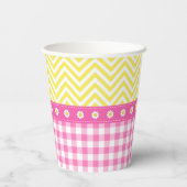 Sunshine and Lemonade Roze en Geel Baby shower Papieren Bekers (Achterkant)