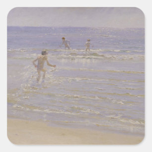 Sunshine at Skagen: Jongens zwemmen, 1892 Vierkante Sticker