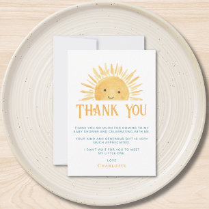 Sunshine Baby shower Bedankkaart