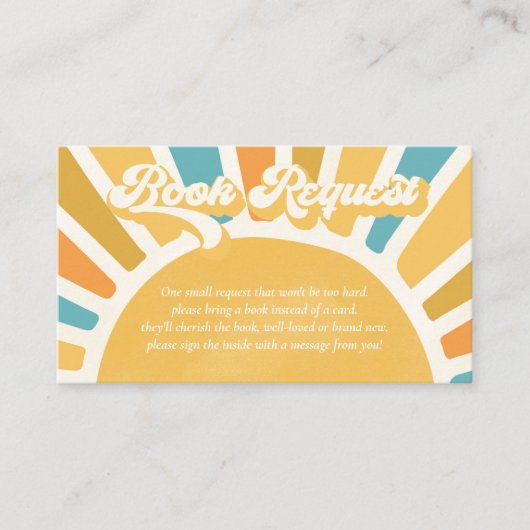 Sunshine Baby shower Boho Retro Book Request Informatiekaartje (Voorkant)