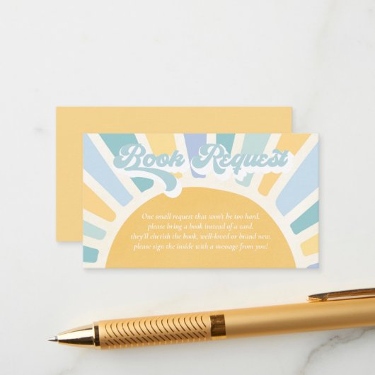 Sunshine Baby shower Boho Retro Book Request Informatiekaartje (Voorkant / Achterkant in situ)