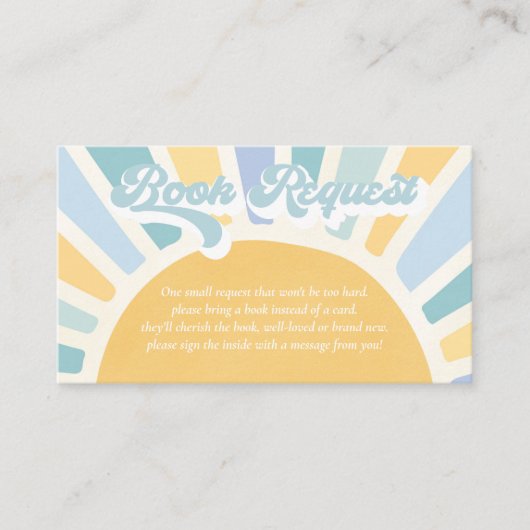 Sunshine Baby shower Boho Retro Book Request Informatiekaartje (Voorkant)