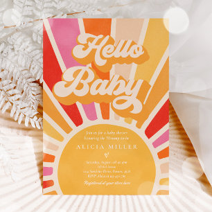 Sunshine Baby shower Boho Retro Pink Sunshine Kaart