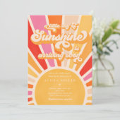 Sunshine Baby shower Boho Retro Pink Sunshine Kaart (Staand voorkant)