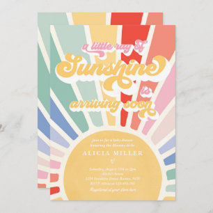 Sunshine Baby shower Boho Retro Rainbow Sunshine Kaart