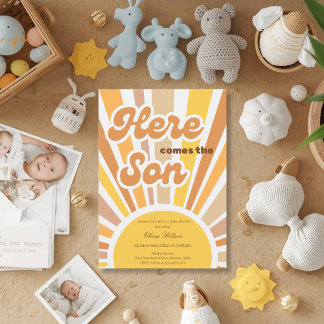 Sunshine Baby Shower Boho Retro Yellow Sunshine Kaart