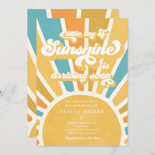 Sunshine Baby shower Boho Retro Yellow Sunshine Kaart