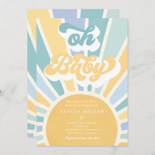 Sunshine Baby shower Boho Retro Yellow Sunshine Kaart