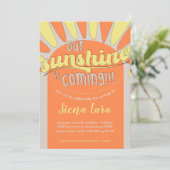 Sunshine Baby shower Bonne Invitation Neutre (Debout devant)