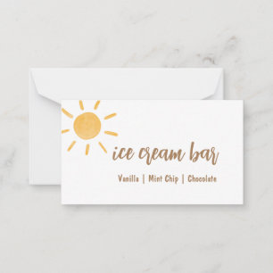Sunshine Baby shower Buffet Kaart Notitiekaartje