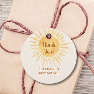 Sunshine Baby shower Dank u Bedankjes Labels